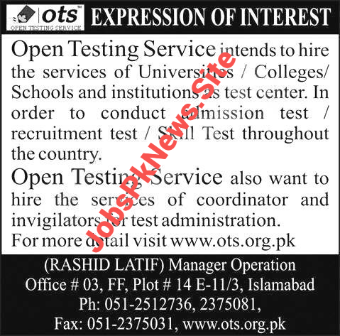 Latest Invigilator Jobs in OTS 2025 Online Registration